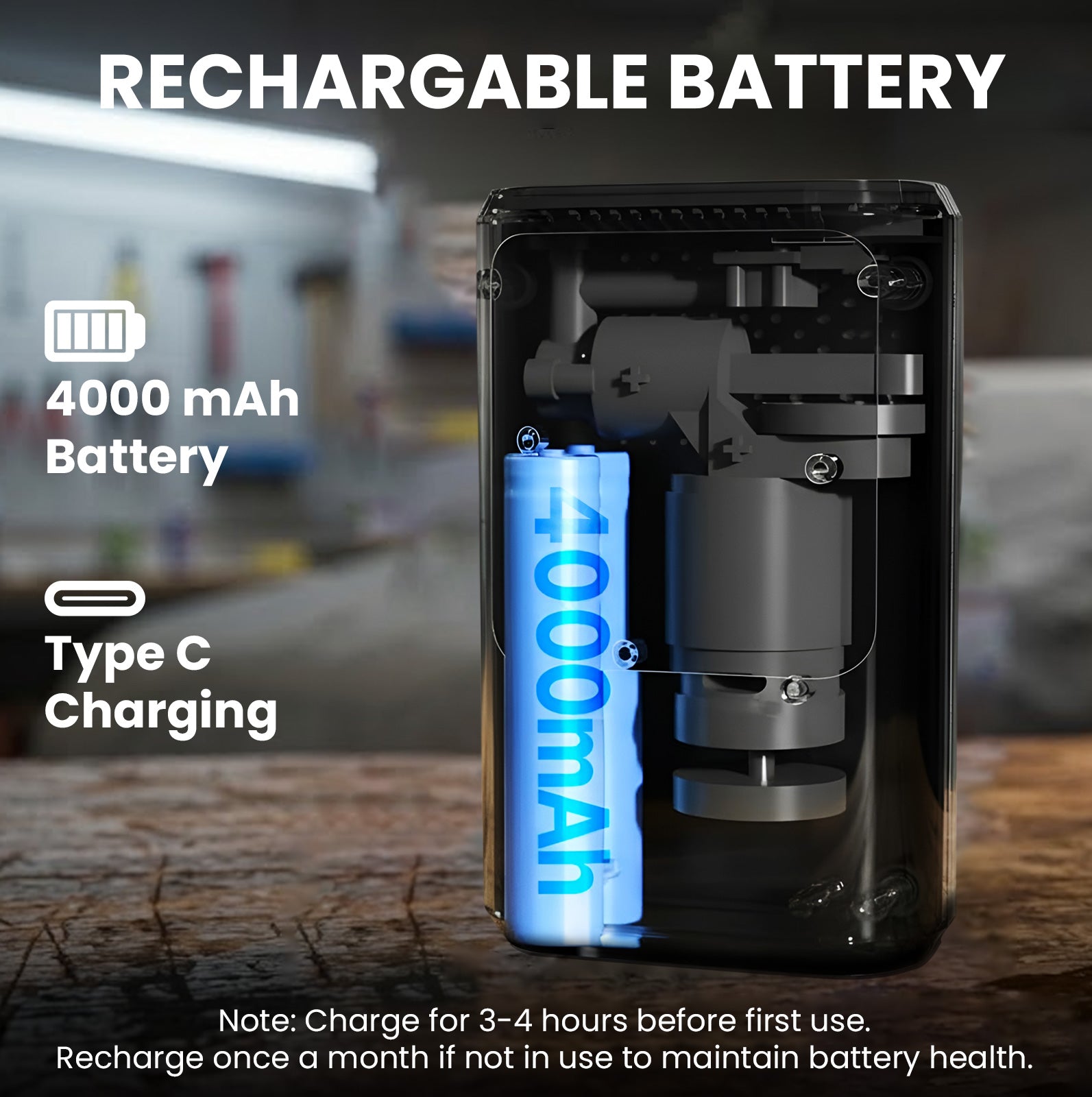 Pixxo Pump Portable Tyre Inflator, (4000mAh Battery +12V Car Port), 150PSI Air Compressor for Cars, Bikes, Motorcycles, Balls